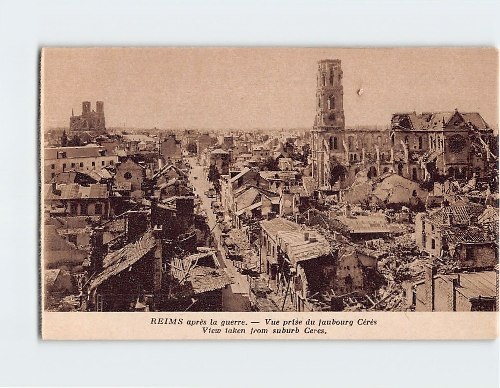 Postcard View taken from suburb Ceres Reims après la guerre Reims France