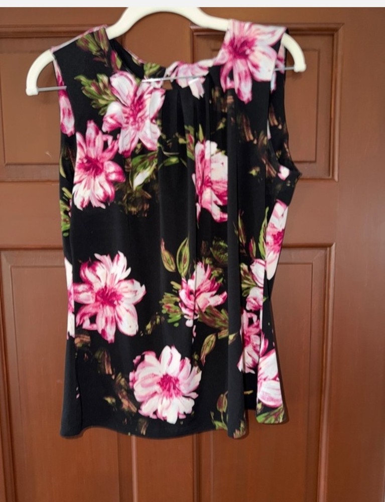Calvin Klein Black Floral Sleeveless Blouse