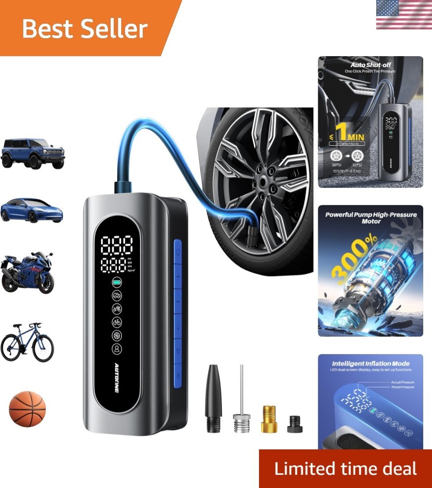 Portable 150PSI Tire Inflator Air Compressor for Car Tires with Digital Gauge