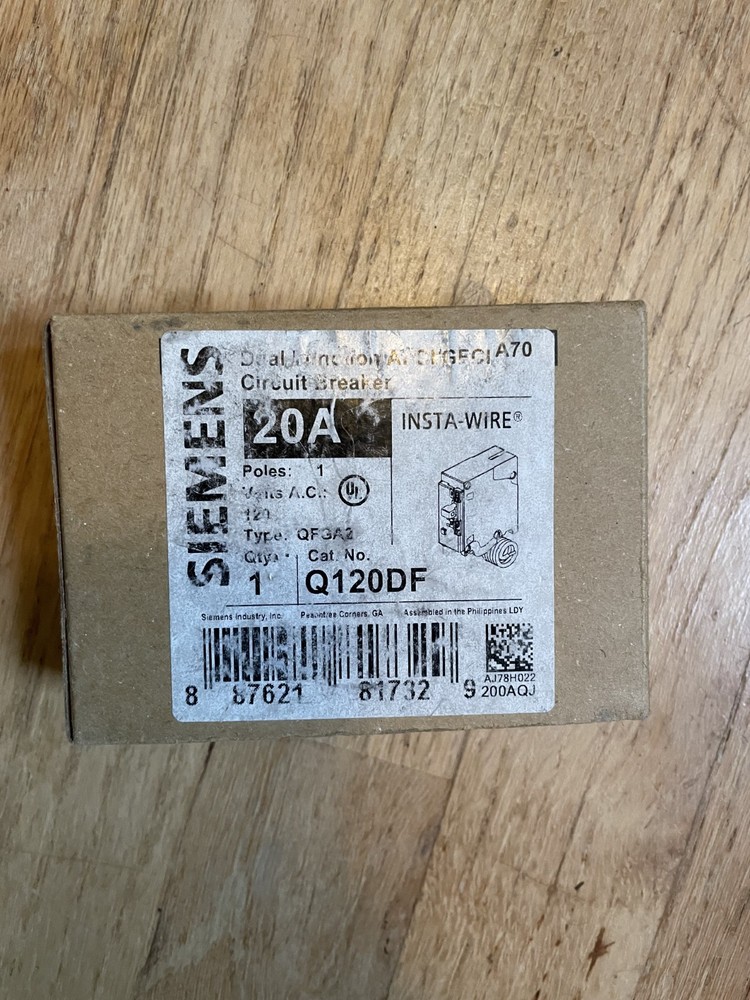 Siemens Q120DF Duel Function AFCI/GFCI Circuit Breaker: 1 Pole - 20A - 120V -NEW