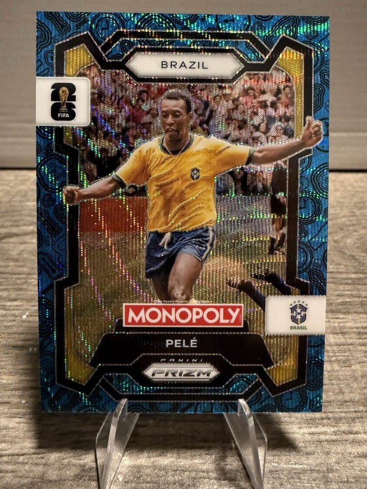 Pele 2026 Panini Monopoly Prizm FIFA World Cup Four Corners Blue Wave #16 Brazil