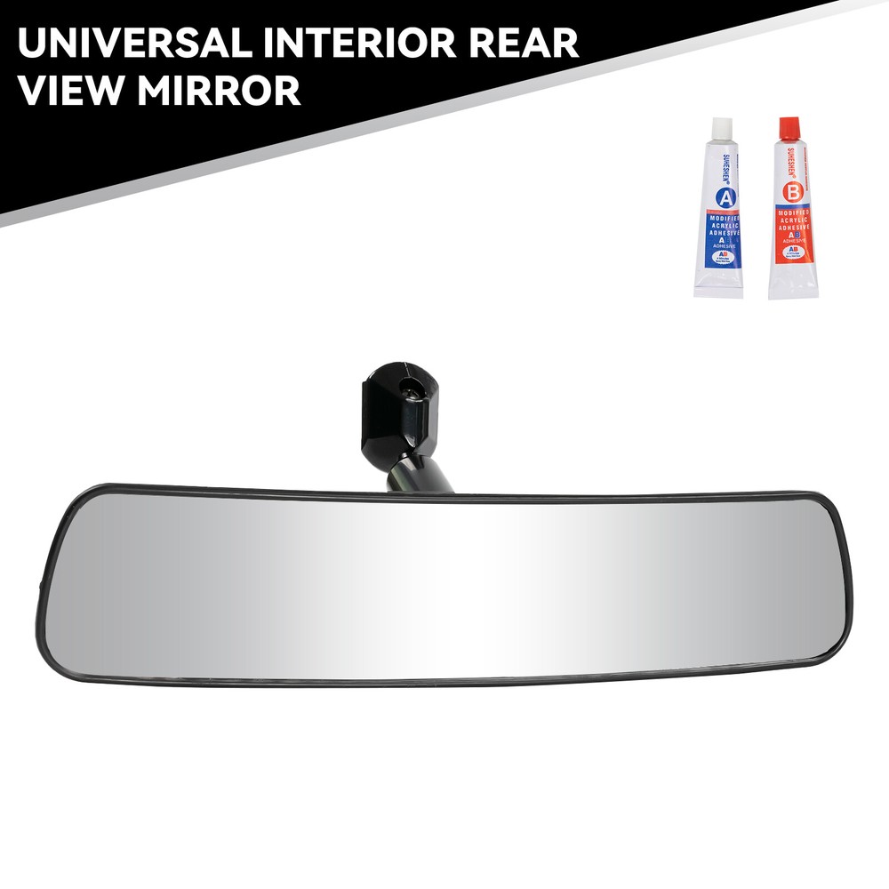 Rear-View Car Mirror Adjustable Wide Long Safety Adhesive Kit Interior Universal