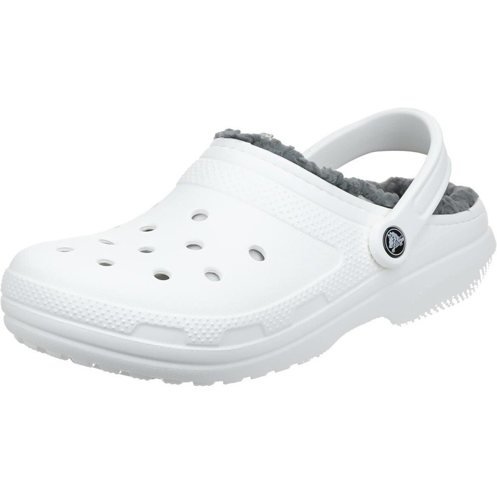 Crocs Classic Lined Clogs White Winter Comfort Shoes Womens Size 9 - Men Size 7