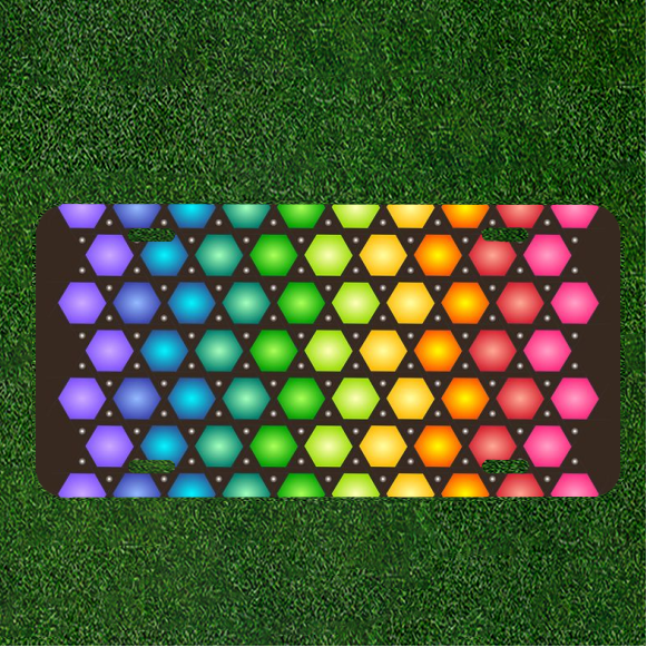Create a Unique Custom Car License Plate with a Vibrant Polygon Colorful Background Design