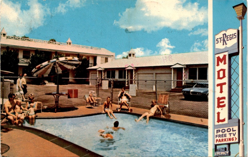 St. Regis Motel, Los Angeles, California, accommodations, amenities, Postcard-image