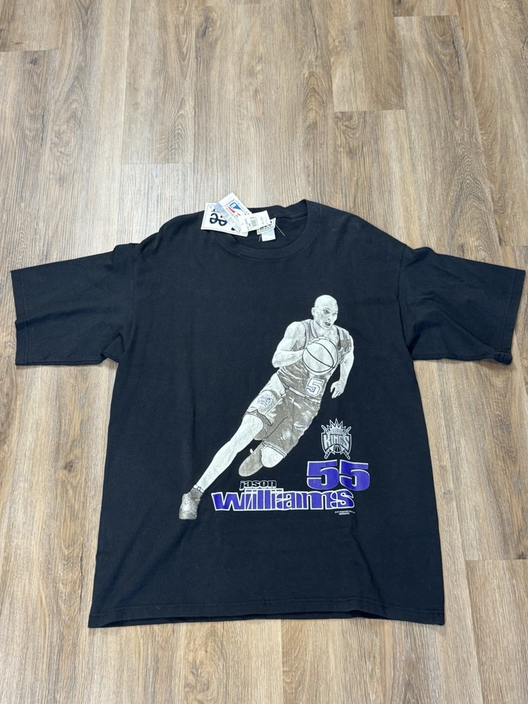 New Vintage 90s Jason Williams Sacramento Kings Lee Sport Black Player T Shirt L