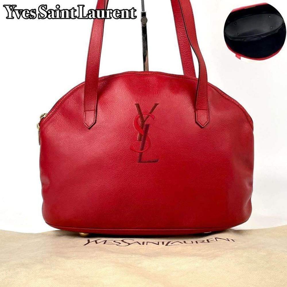 Yves Saint Laurent YSL Red Leather One Shoulder Tote Bag Excellent Condition