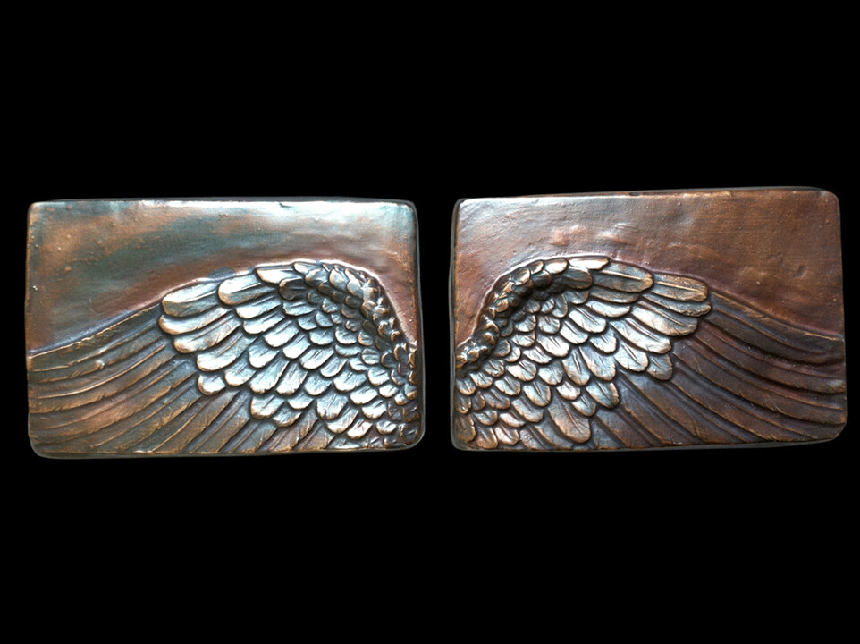 2 Wings of Icarus Greek Mythology sculpture plaques Bronze Finish