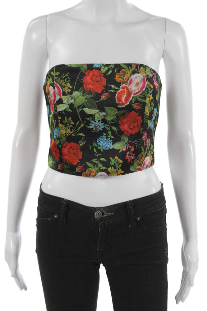 Alice + Olivia Womens Cropped Floral Square Neck Tank Size 6Free Shipping in US $100+ Orders | $6.95 Orders Below