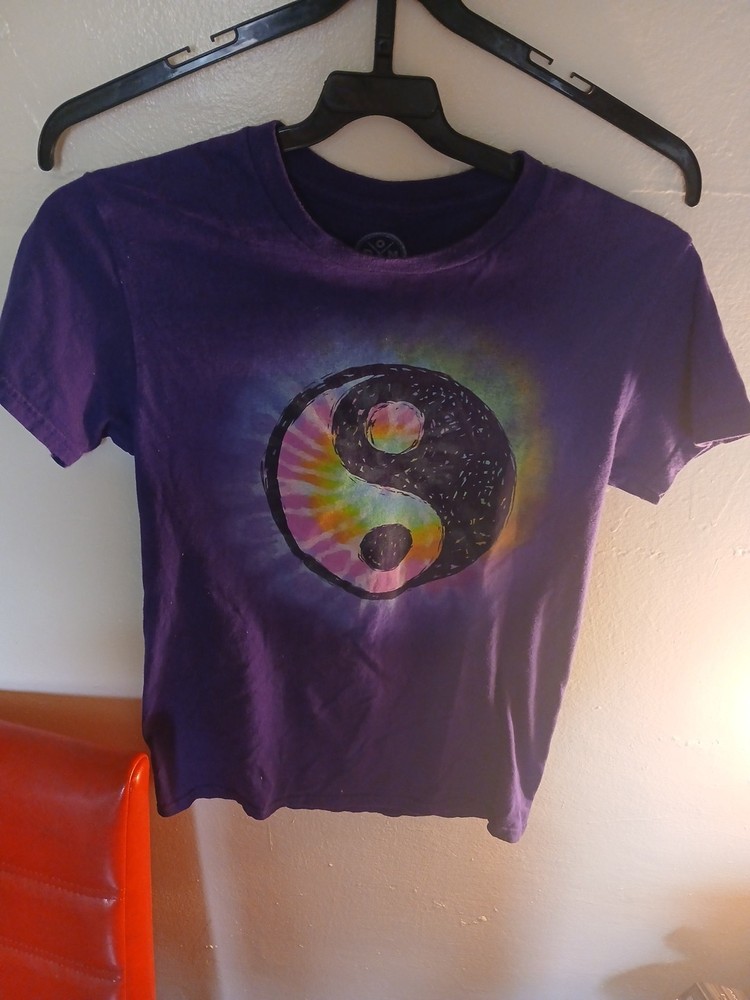 Tie-Dye Purple Tie Dye Yin Yang Graphic Men's Crew Neck T-Shirt Short Sleeve Sm