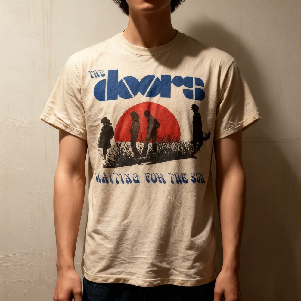 Vintage The Doors Waiting For The Sun Natural Unisex Cotton T-shirt, Size S-5XL