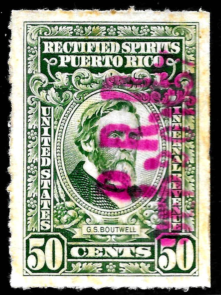 HICK GIR-USED U.S. PUERTO RICO REVENUE 50 CENTS LIQUOR TAX STAMP      X266