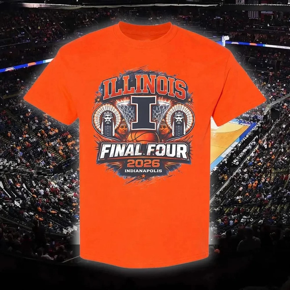 Illinois Final Four 2026 Basketball T-Shirt Mens Vintage Graphic Tee Indianapoli