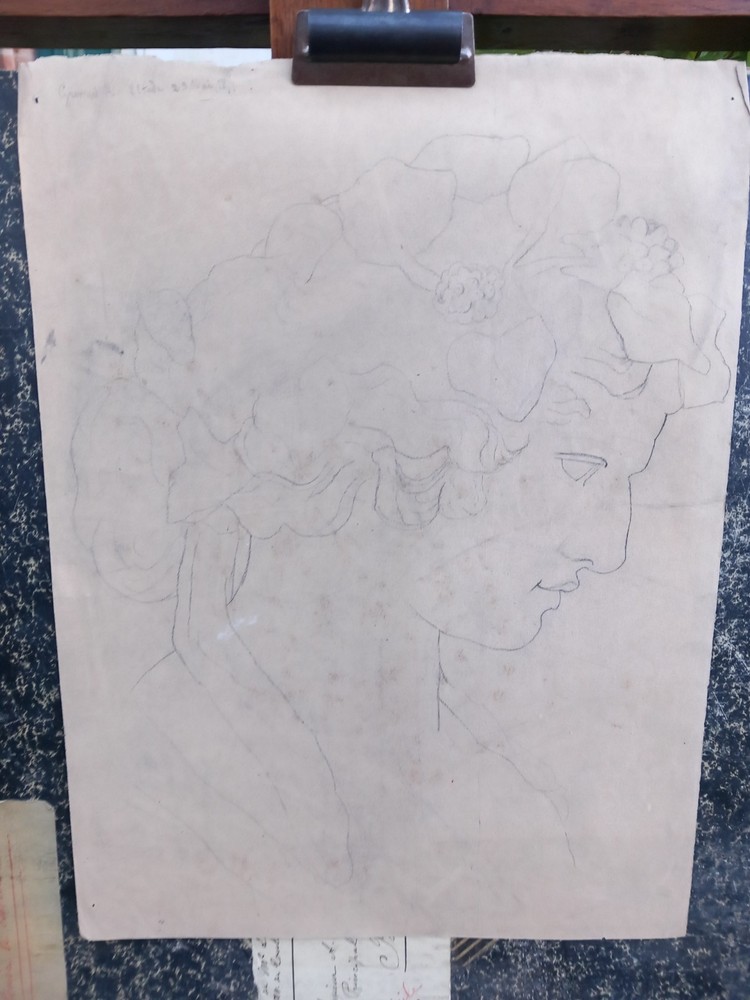 Antonin Grimal Drawing Albi Lisle Sur Tarn 19th Study Academy Antique Head Profi