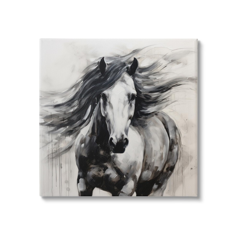 Black Horse Abstraction Canvas Wall Art by Irena Orlov