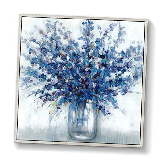 Abstract Purple Flower Bouquet in Vase Framed Wall Art  -image