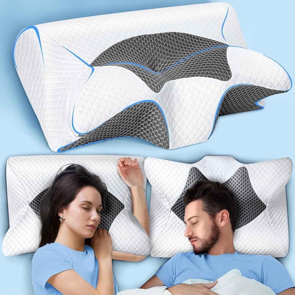 Cervical Neck Pillow, Ergonomic Memory Foam Pillow for Neck Pain Relief and Snor