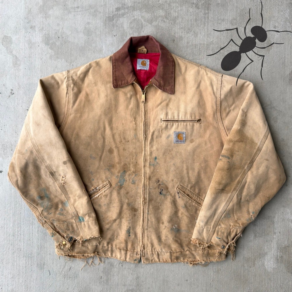 Vintage Y2K Carhartt THRASHED brown Detroit work wear jacket