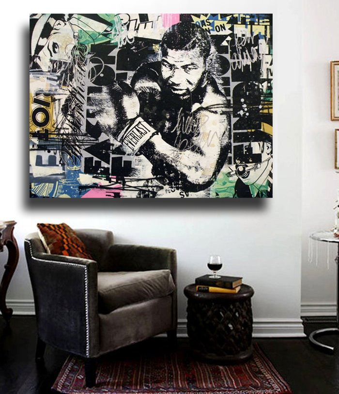 Banksy Mike Tyson Street Art Collage 36x24 Canvas Print Collage Graffiti NYC