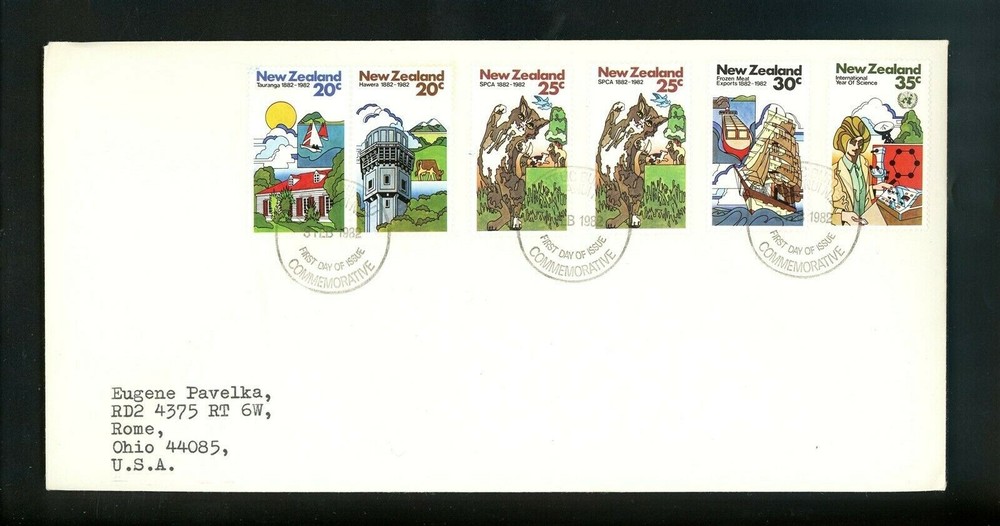 Postal History New Zealand FDC #739-743 Animals SPCA science food 1982
