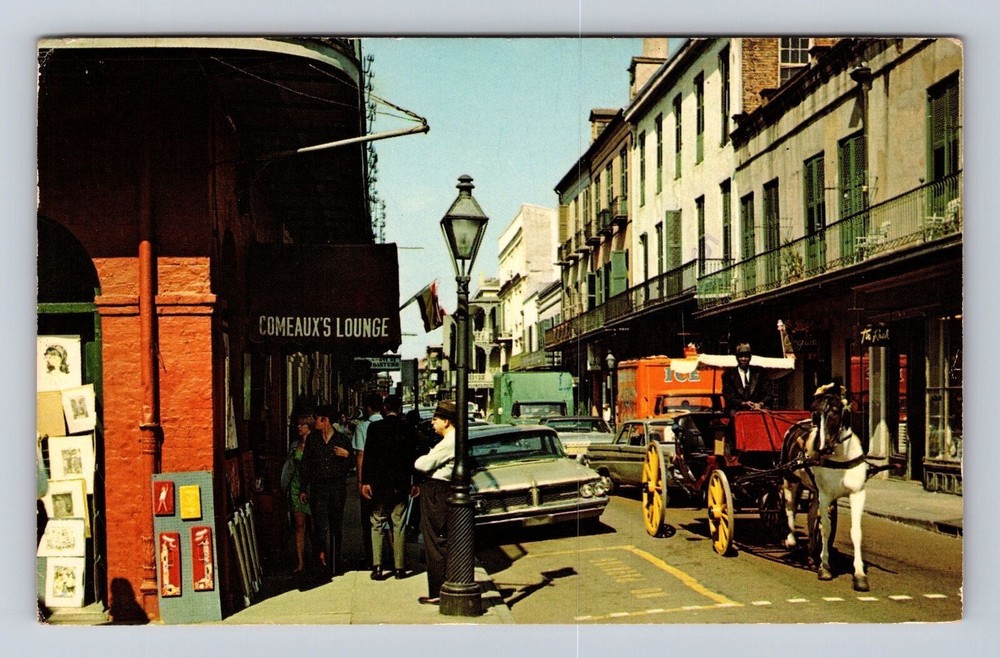 New Orleans LA-Louisiana, Toulouse and Royal Streets, Vintage Souvenir Postcard
