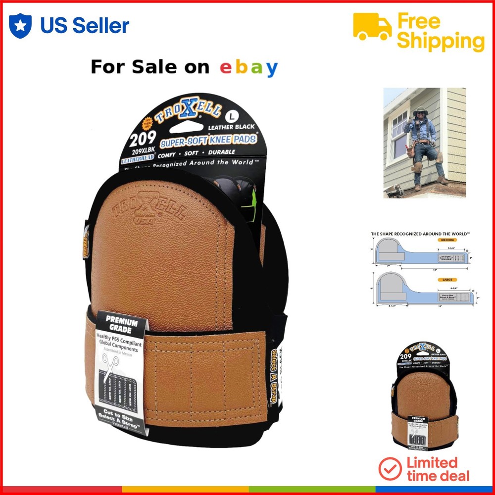 Heavy-Duty Leather Neoprene Knee Pads with Soft Cushioning for Construction Work