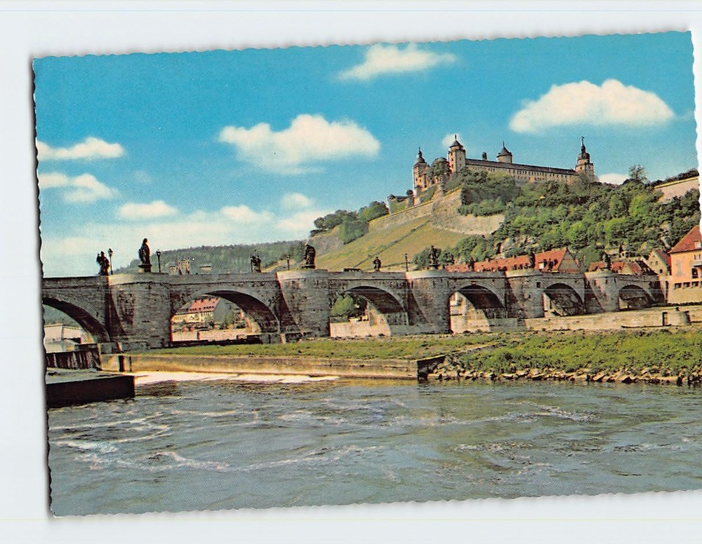Postcard Alte Mainbrücke und Festung Marienberg Würzburg Germany