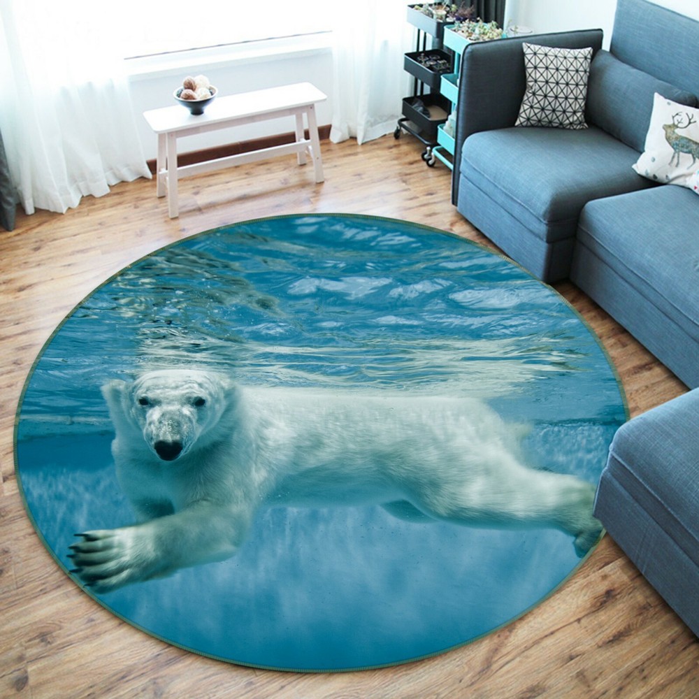 3D Polar Bear Swimming Non-Slip Rug Mat Elegant Photo Carpet O1623