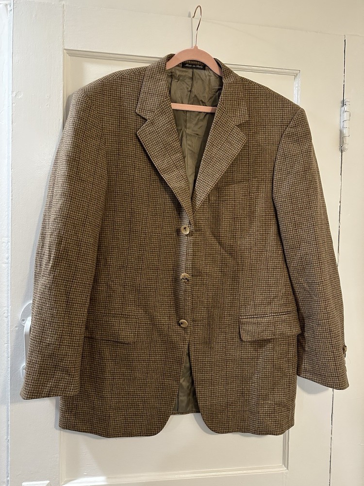 VTG Pal Zileri Men’s 100% Wool Sport Coat Tweed Brown Blazer Jacket Size Small