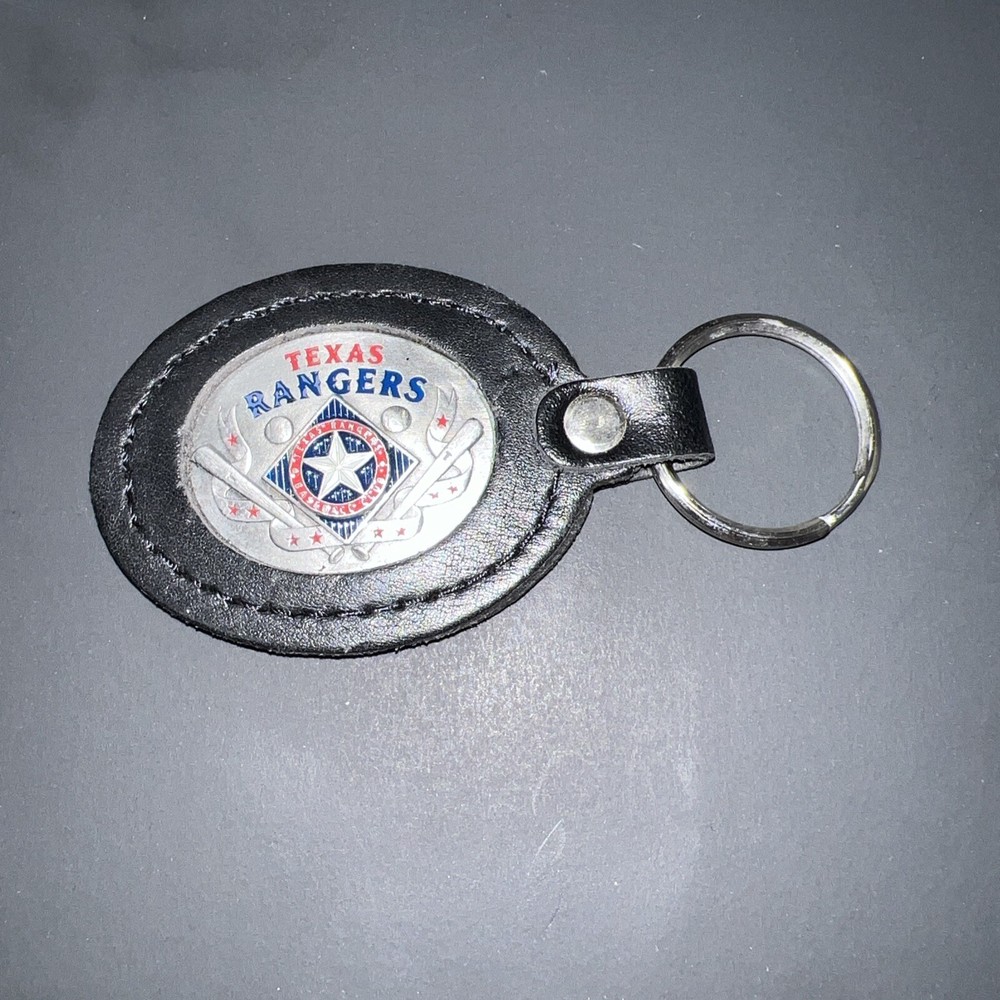 VTG Texas Rangers MLB Pewter / Leather Keychain Vintage SISKIYOU 1996 RARE
