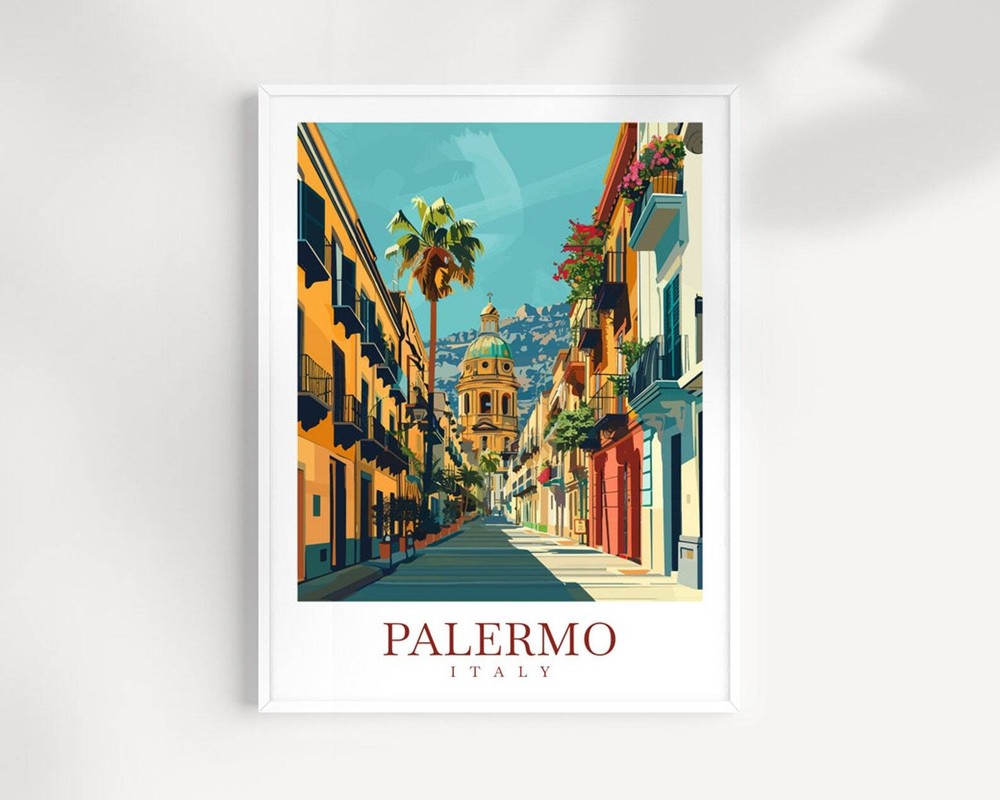 Palermo Travel Print Sicily Home Dcor Palermo Art Print Sicily Town Room Print