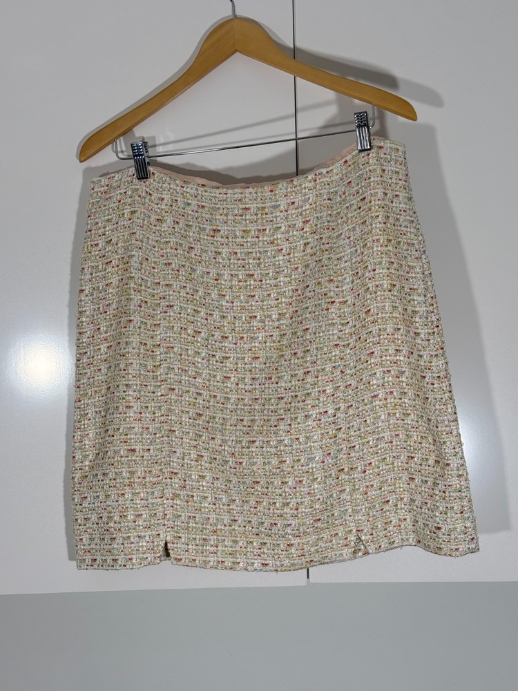 Brooks Brothers Mini Skirt 14 Ivory Multicolor Metallic Boucle NWT Orig $129