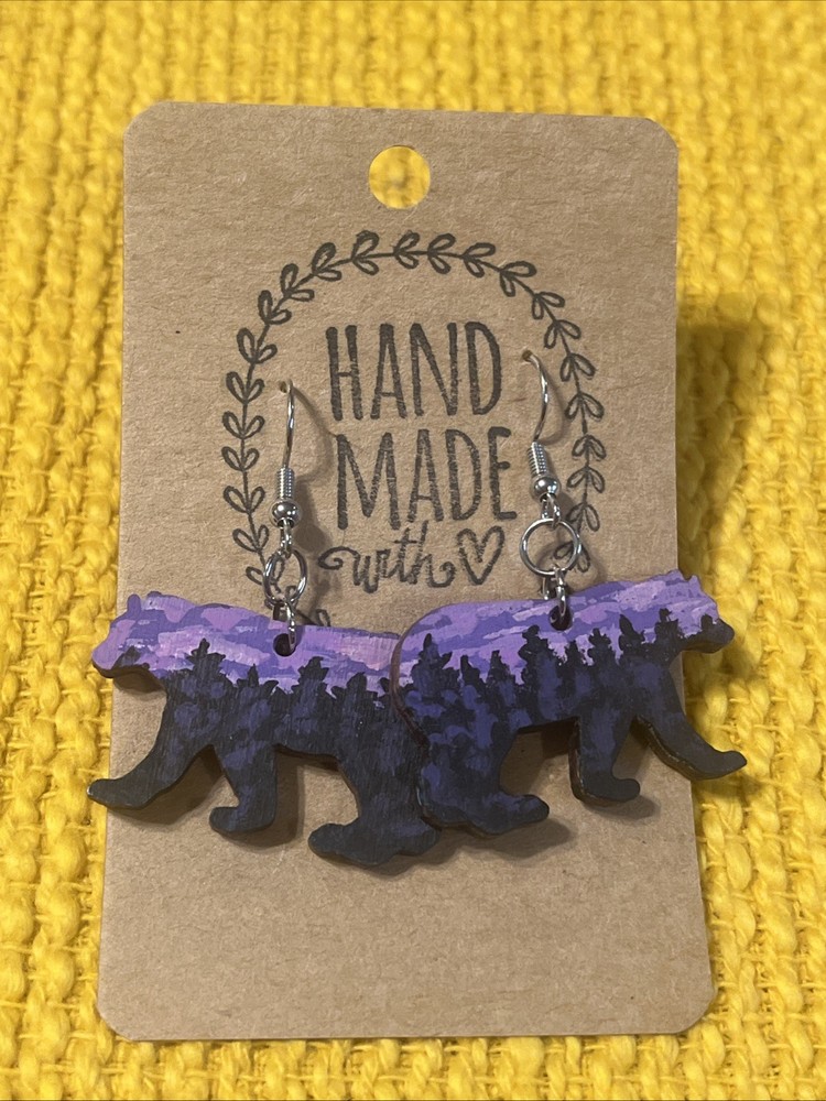 Purple Bear Stud Earrings New Trendy Animal Jewelry