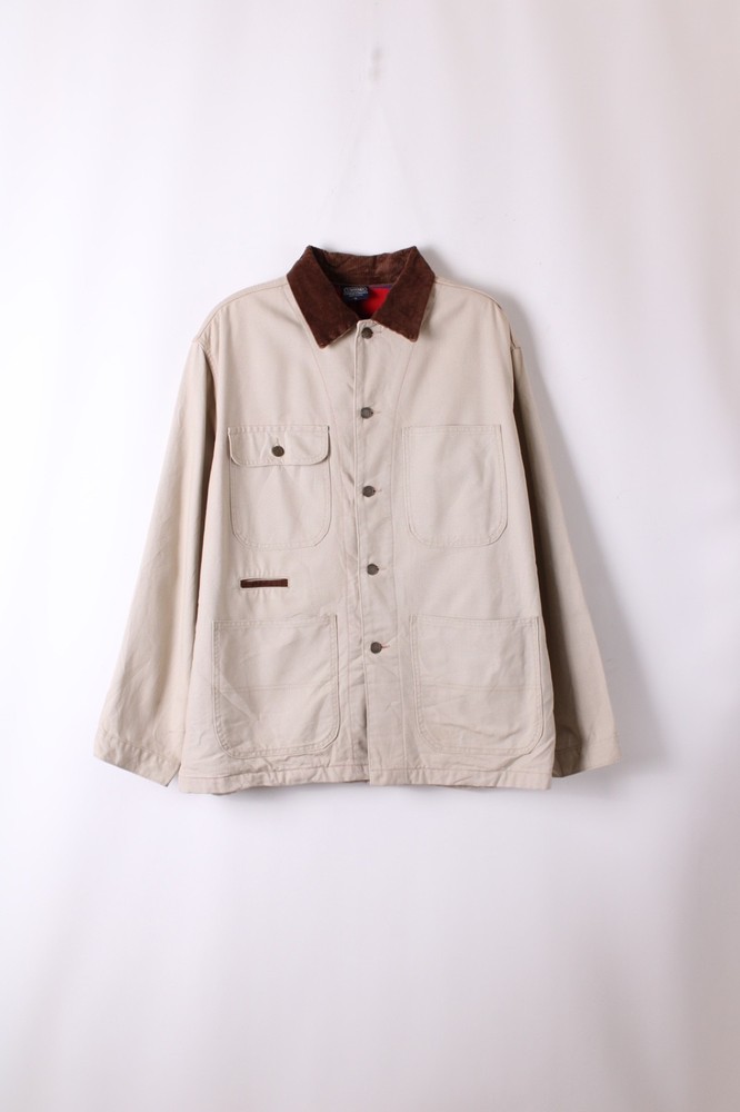 Vintage Hunting Jacket Chore Coat Canvas Beige Made In Usa Barn Jacket Large