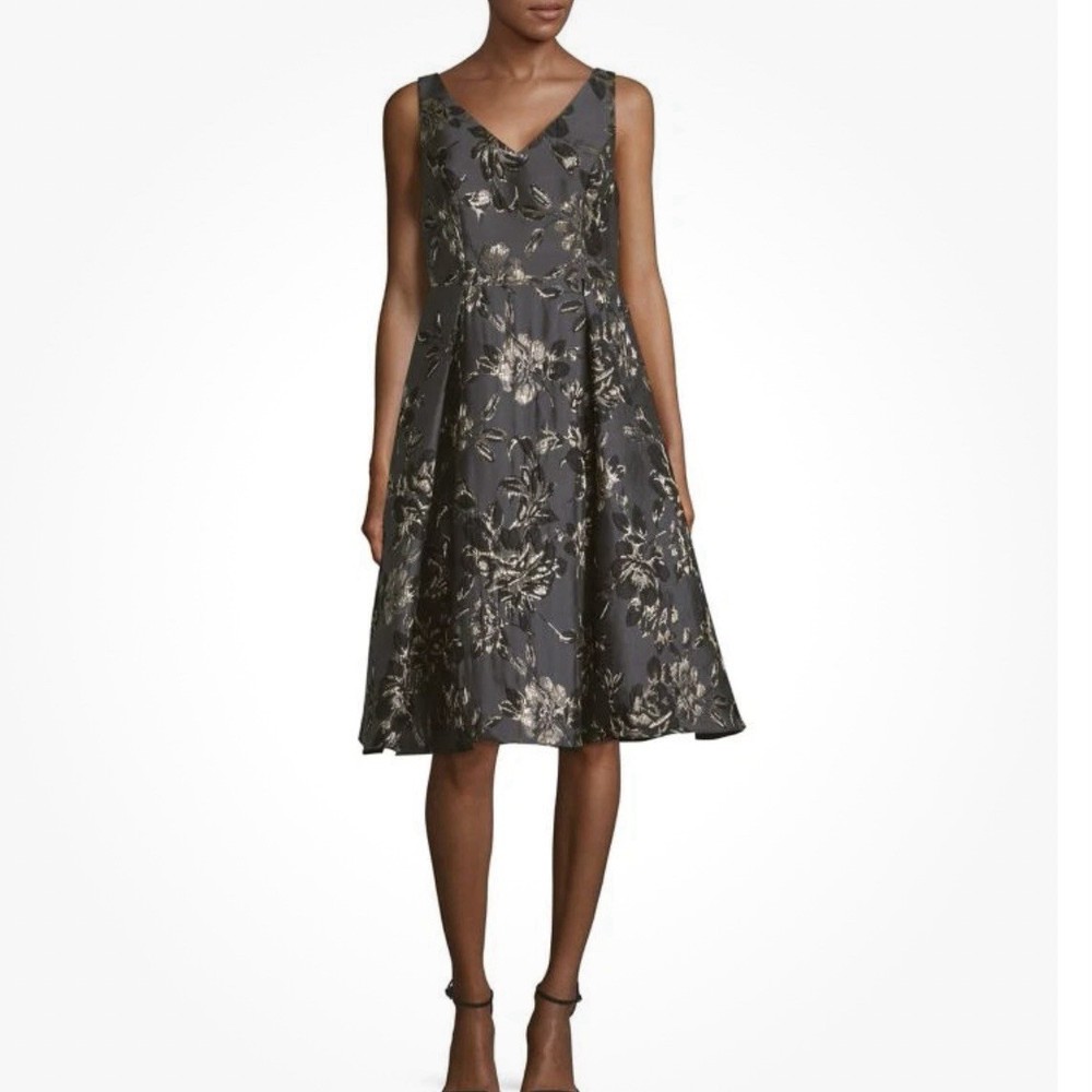 Adrianna Papell Dress Gray Metallic 12