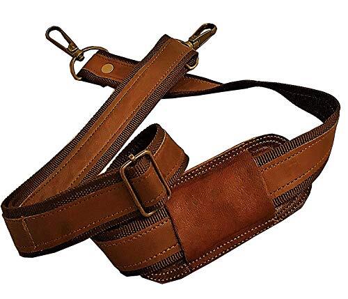 Leather Adjustable Padded Replacement Shoulder Strap with Metal Swivel Hooks