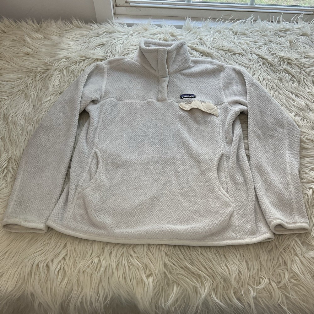 PATAGONIA Cream Ivory Re-tool T Snap Fleece Pullover Women’s Size L