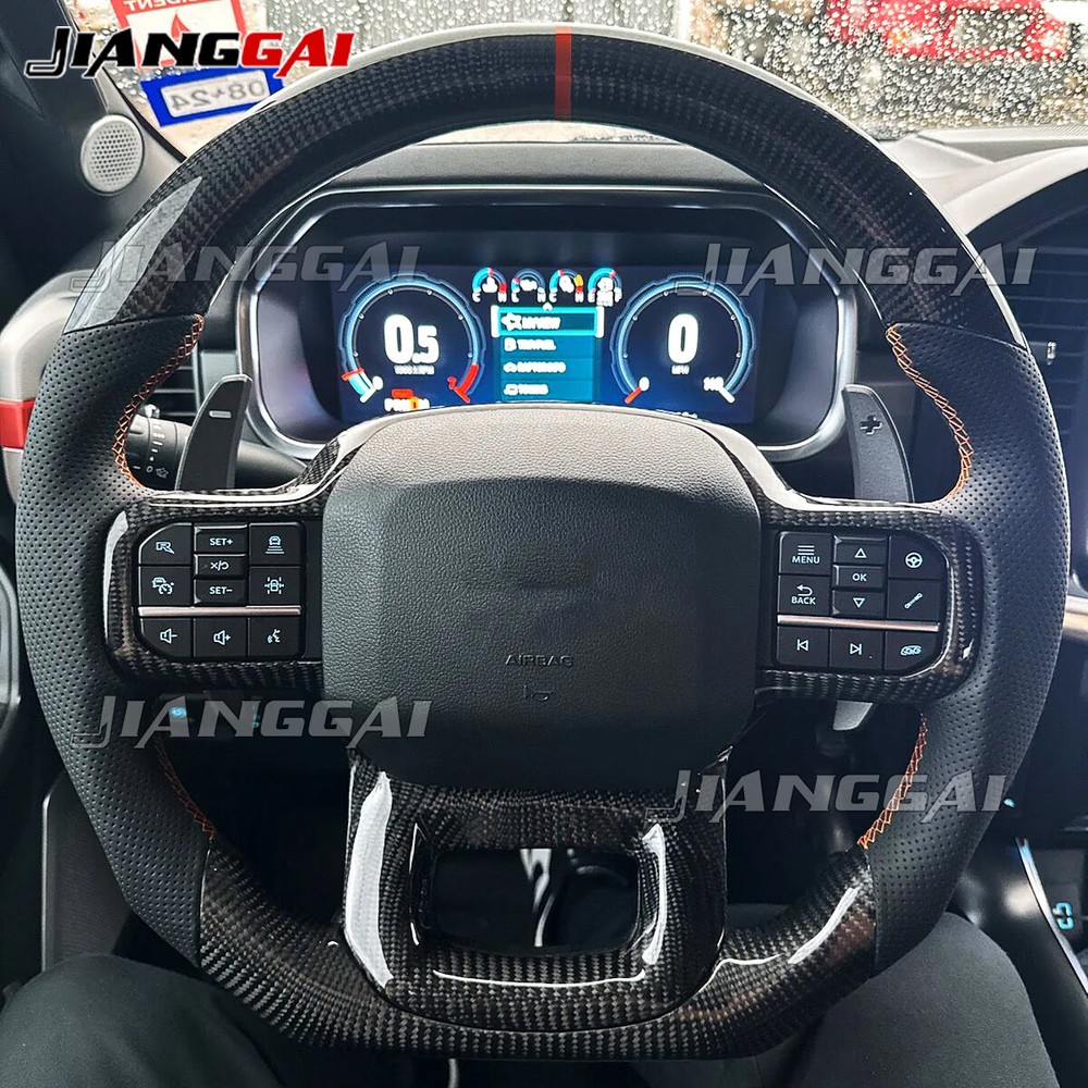Real Carbon Fiber Sport Steering Wheel For Ford F150 Raptor 21+ with Paddles