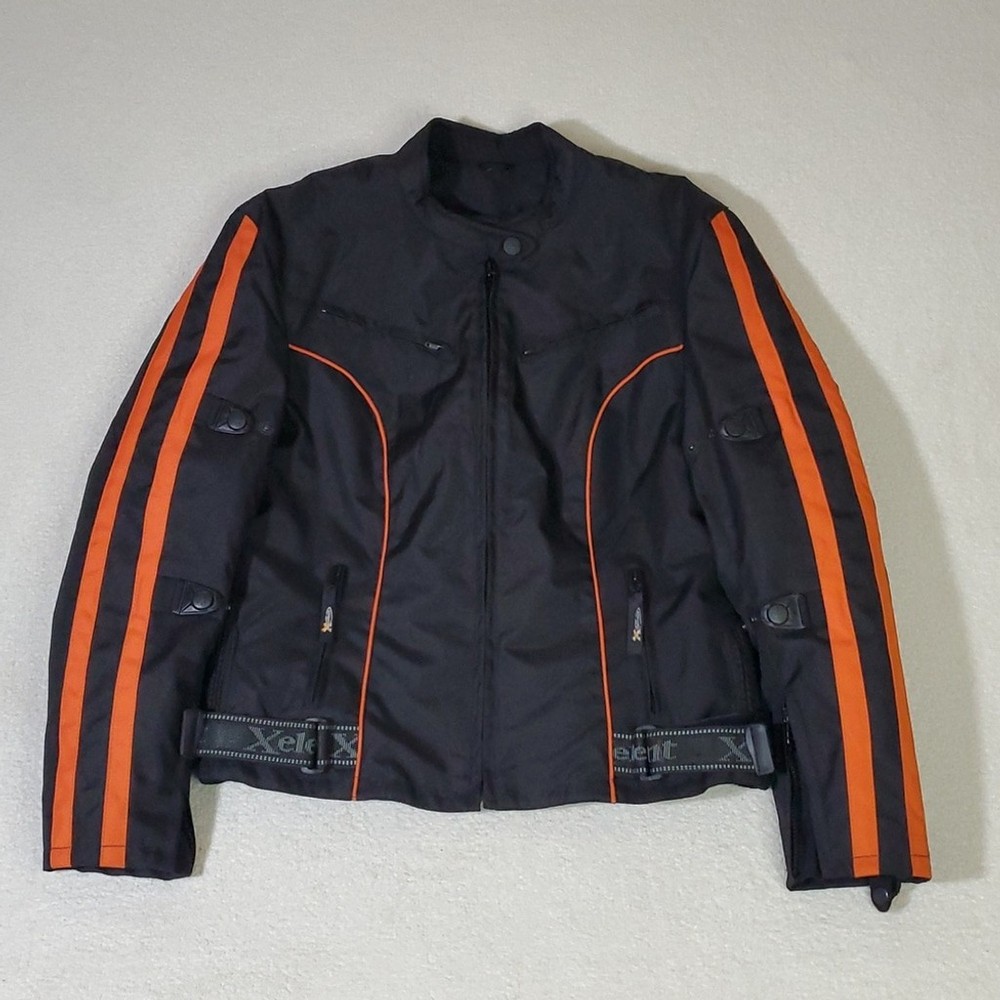 Xelement Motorcycle bikers padded black orange jacket size 2XL NWOT