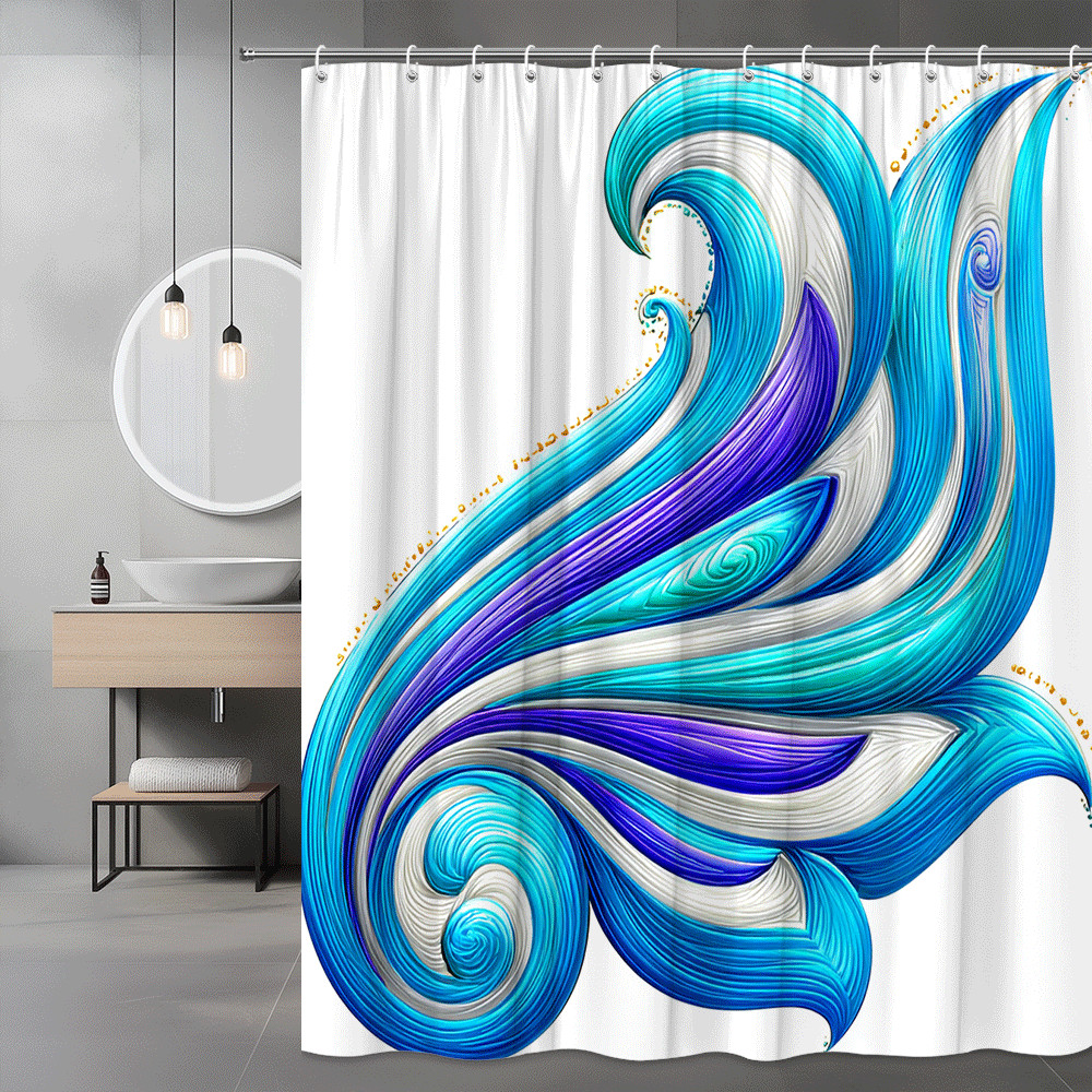 Abstract Blue Purple Wave Shower Curtain Graphic Art