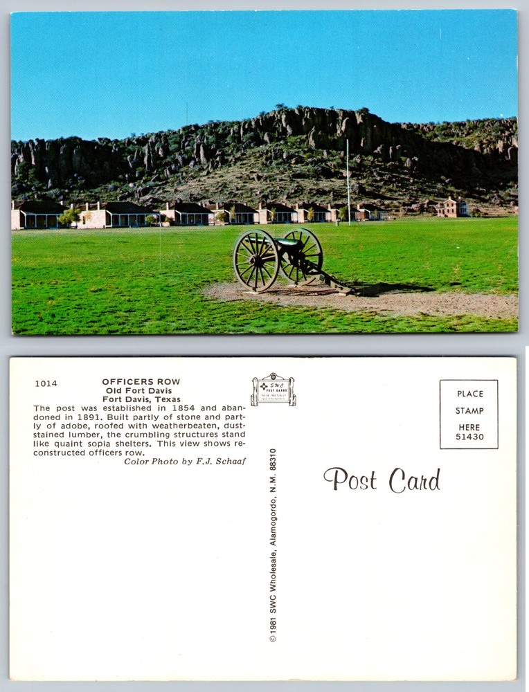 Officers Row Old Fort Davis Wagon Field Postcard
