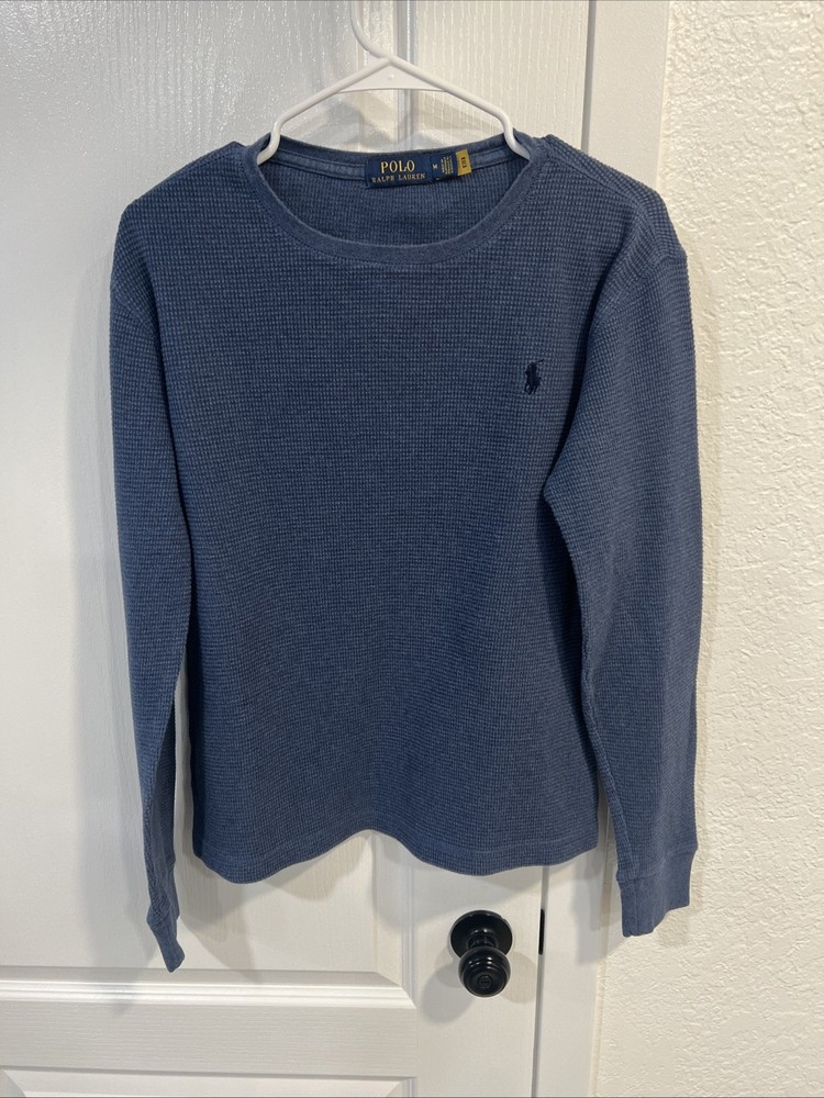 Polo Ralph Lauren Thermal Shirt Mens Medium Long Sleeve Crewneck Waffle Knit