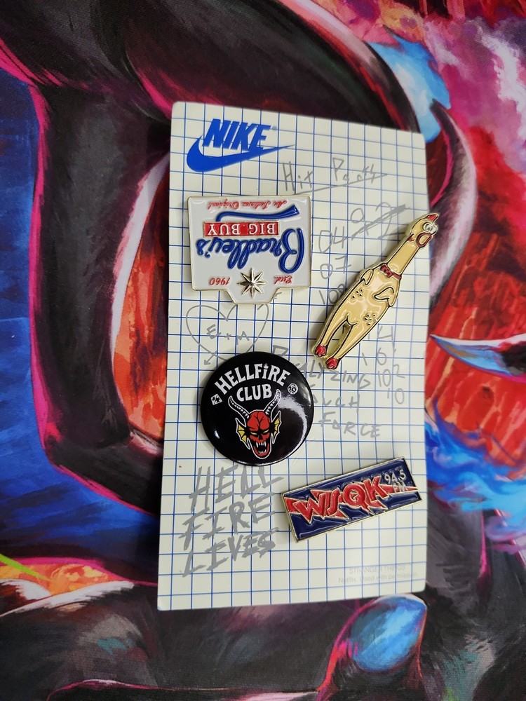 Full Set Of (4) Nike 'Stranger Things' X NIKE Pins.