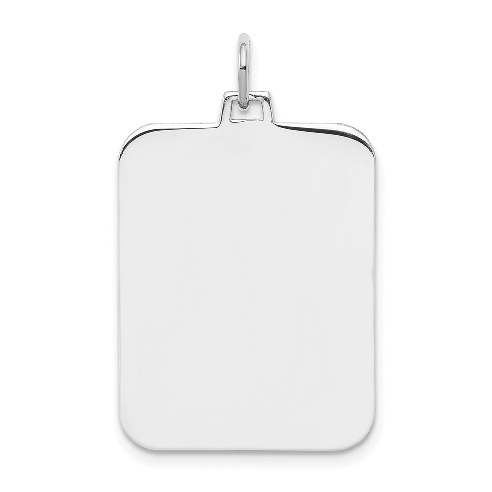 Sterling Silver Engraveable Rect. Polish Front/Satin Back Disc Charm Pendant