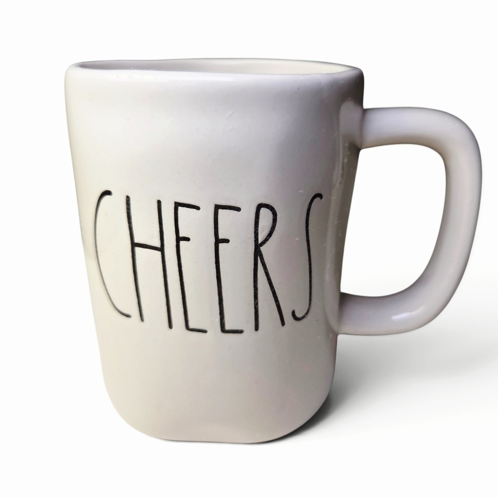 Rae Dunn Artisan Collection CHEERS Mug White Ceramic Coffee Cup By Magenta