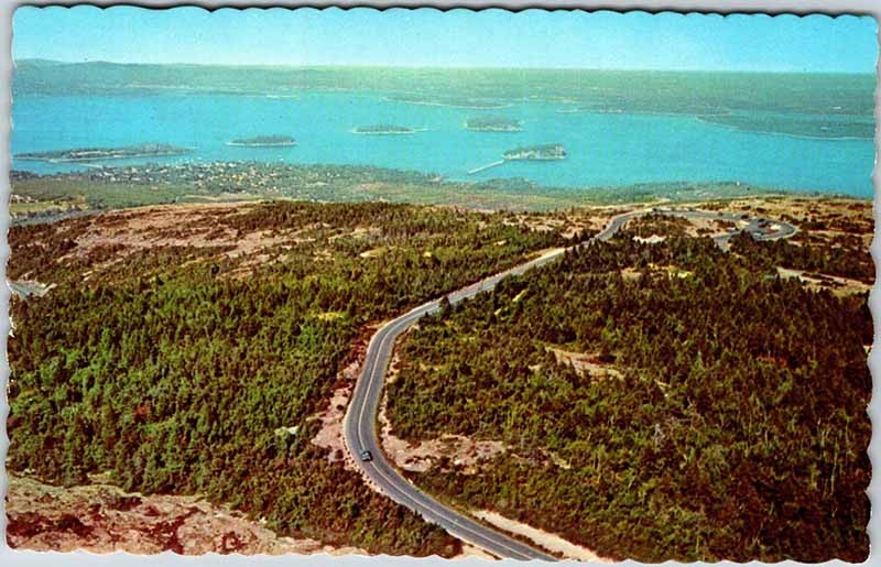 Postcard ROAD SCENE Mount Desert Island Maine ME m/09 AK2690