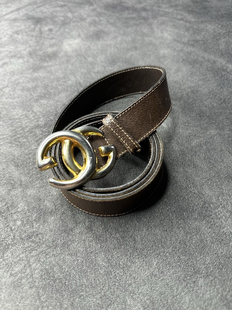 Vintage GUCCI GG Leather Belt with Interlocking Buckle