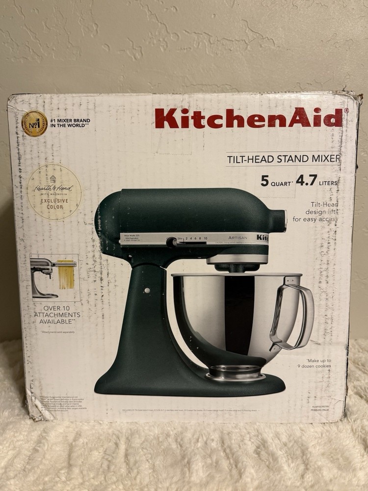 KitchenAid 5QT Tilt-Head Stand Mixer in Pebbled Palm Green KSM150PSTPP