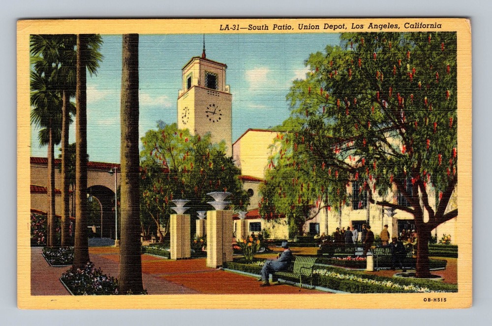 Los Angeles CA-California South Patio Union Depot Vintage c1948 Postcard Postal