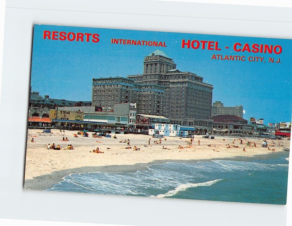 Postcard Panoramic View Resorts International Hotel & Casino Atlantic City NJ